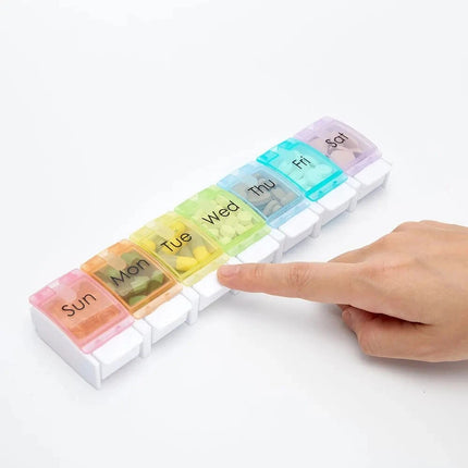 7-Day Pill Sorter Weekly Medicine Storage Box with Push Button