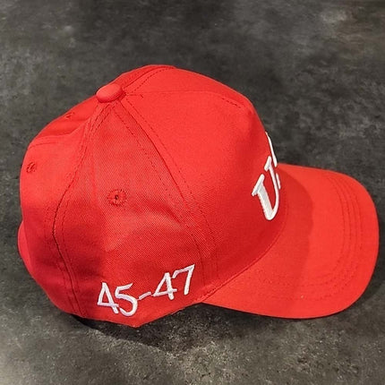 Trump USA 45-47 Embroidered Adjustable Cap Red White Patriotic Baseball Hat