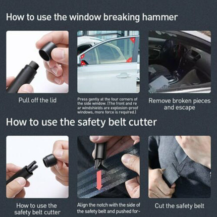 Baseus 2-in-1 Emergency Escape Tool: Car Safety Hammer & Seat Belt Cutter for Life Saving, Break Glass in Emergencies