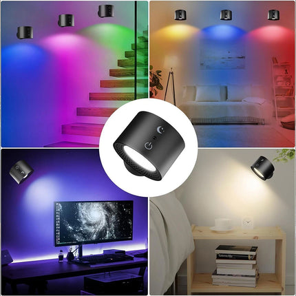 Rechargeable RGB Magnetic LED Wall Sconce Night Lamp with Remote