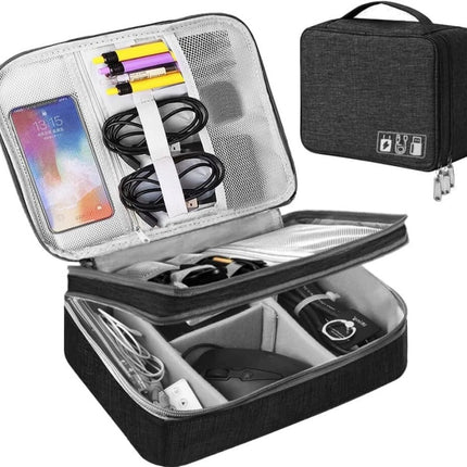 Travel Cable Organizer Bag for Electronics USB Drive & Charger Storage Case