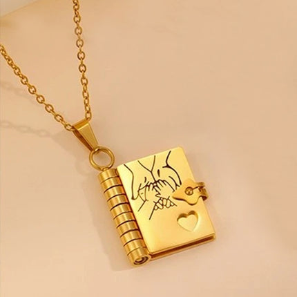 Engravable Openable Book Pendant Necklace for Daughter
