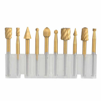10Pcs HSS Wood Carving Rotary Drill Router Bit Set for Dremel Tools