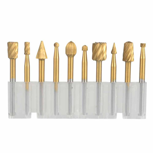 10Pcs HSS Wood Carving Rotary Drill Router Bit Set for Dremel Tools