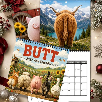 2027 Funny Animal Butts Wall Calendar Humorous Hanging Gift