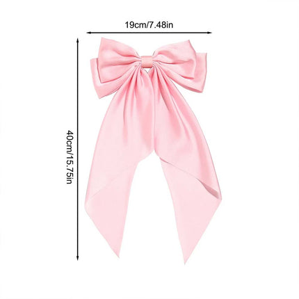 Large Satin Ribbon Bow Hair Clip for Women Girls Barrette
