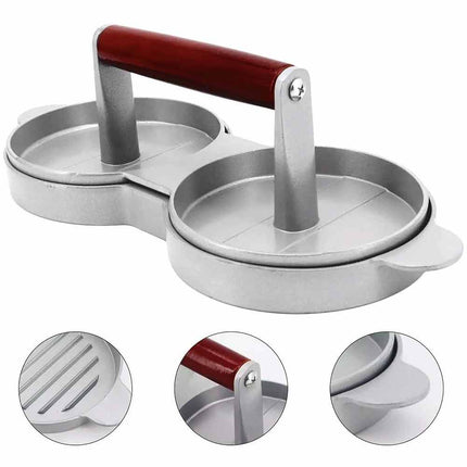 Double Burger Press Non Stick Aluminium Beef Patty Maker for BBQ