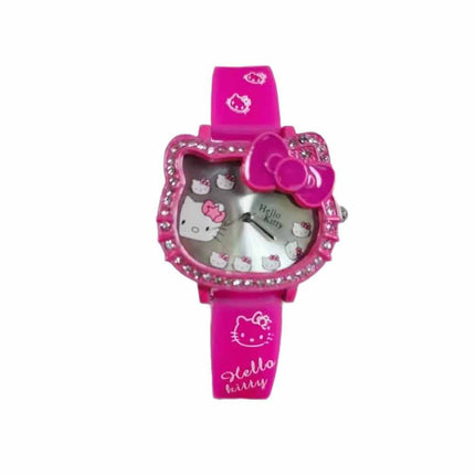 Cute Pink Hello Kitty Quartz Watch for Girls, Adjustable Strap Wristwatch Gift