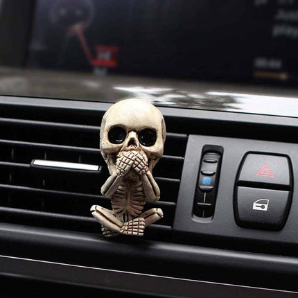 Gothic Skull Vent Clip Freshener – Refillable Resin Diffuser with Scent Pods for Auto