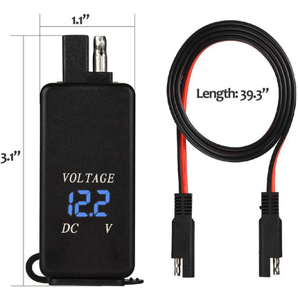 Waterproof SAE to Dual USB Charger Adapter with Voltmeter for 12V Motorcycle