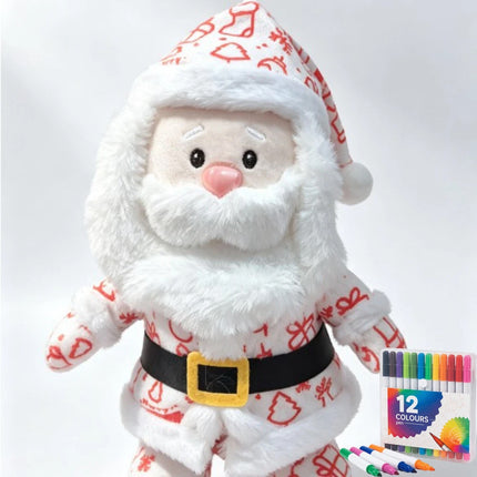 DIY Paintable Santa Claus Plush Toy Blank for Christmas Crafts