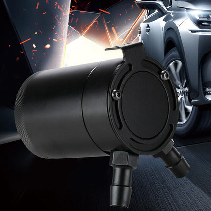 Universal Aluminum Oil Catch Can Kit with Dual Ports & Internal Baffle - High Efficiency, Engine Protection, Easy Install