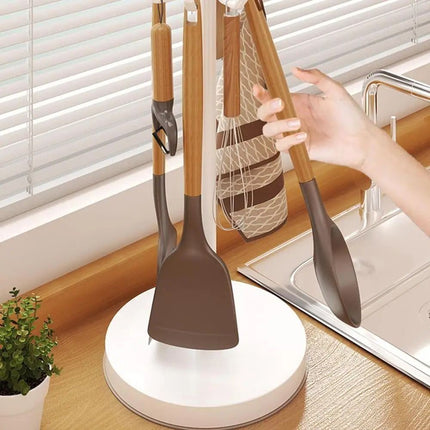 Rotatable Kitchen Tool Holder for Spoon, Spatula, Whisks