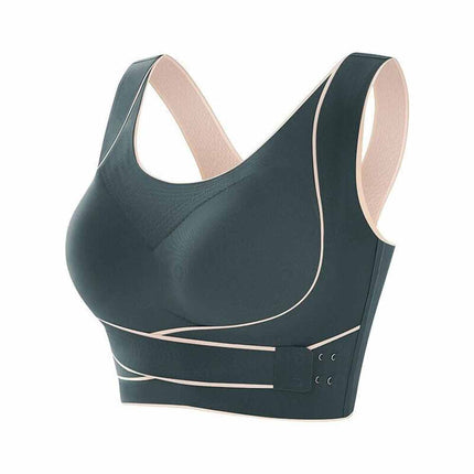 Women's Comfy Front Cross Seamless Corset Bra with Side Buckle Smooth Liner