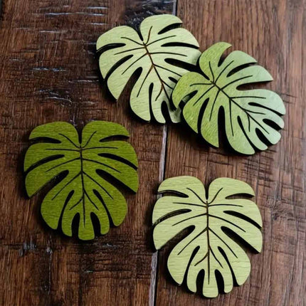 10Pcs Bamboo Leaf Style Wooden Cup Coaster Heat Resistant Non-Slip Coffee Mat