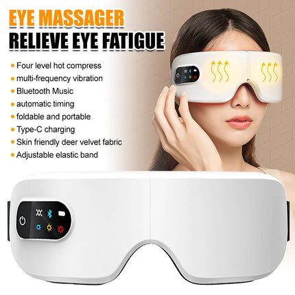 Heated Eye Massager with Bluetooth Music Relax Reduce Eye Strain