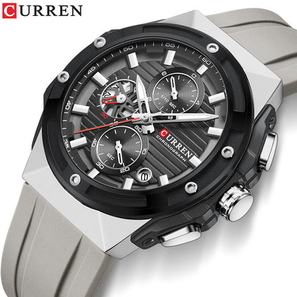 Men's Military Style Sport Silicone Watch with Date Calendar for Boys