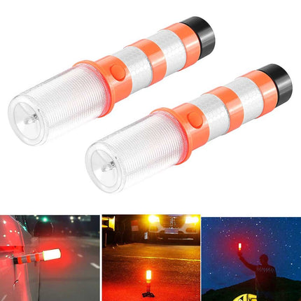 2 Pack LED Road Flares, Magnetic Base Emergency Warning Beacon Strobe Lights for Roadside & Accidents
