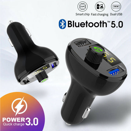 Bluetooth 5.0 FM Transmitter for Car | Wireless Radio Adapter & Dual USB Charger