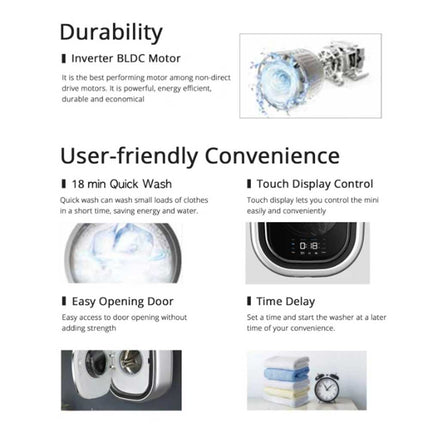 Wall-Mounted Washing Machine, 2.5kg Compact for RV & Caravan, with Touch Screen