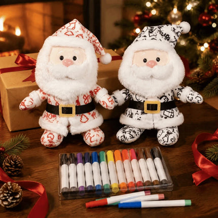 DIY Paintable Santa Claus Plush Toy Blank for Christmas Crafts