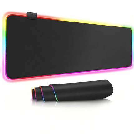 90x40cm RGB Edge Gaming Desk Mat 3mm Thick Non-Slip XXL Black Mouse Pad