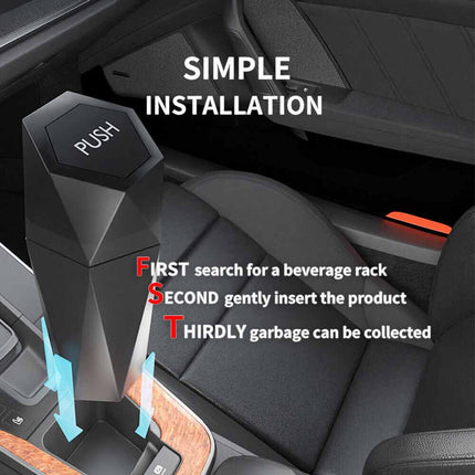 Mini Car Trash Can with Lid - Portable Auto Garbage Bin, Push-Button Lid & Leak-Proof Design