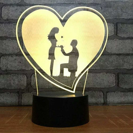 3D Acrylic LED Touch Night Light - 7 Colour Proposal Wedding Gift Lamp