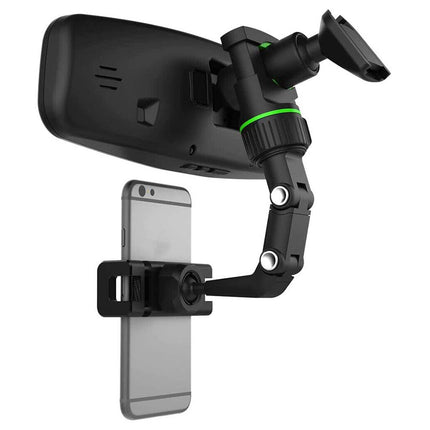 Universal Rearview Mirror Phone Mount - Hands-Free 360° Adjustable Car Cradle for GPS & Safe Driving