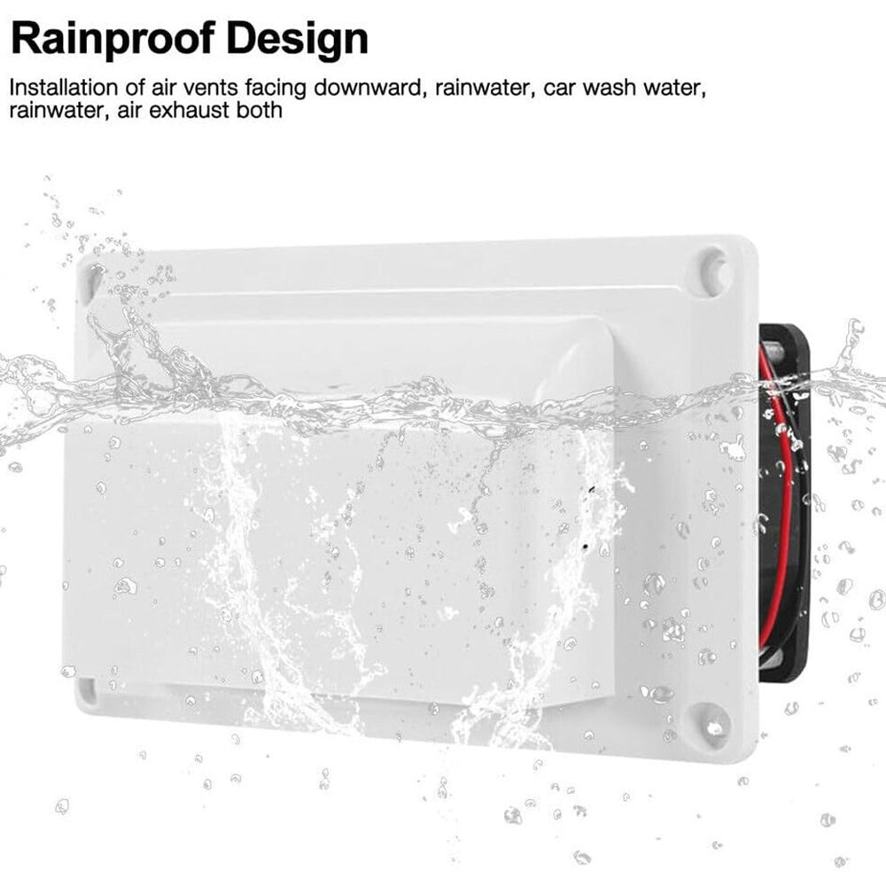 12V 15W RV Side Vent Fan | Powered Roof Ventilation Exhaust Fan for Motorhome, Caravan, Camper Trailer