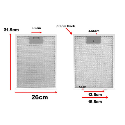 2PCS Metal Mesh Grease Filter for Cooker Hood, 320x260 mm