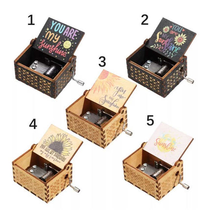 Hand-Cranked You Are My Sunshine Music Box – Black Engraved Musical Gift