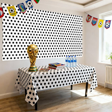 Soccer Theme Disposable Tablecloth Set of 2 for Party Background Cover
