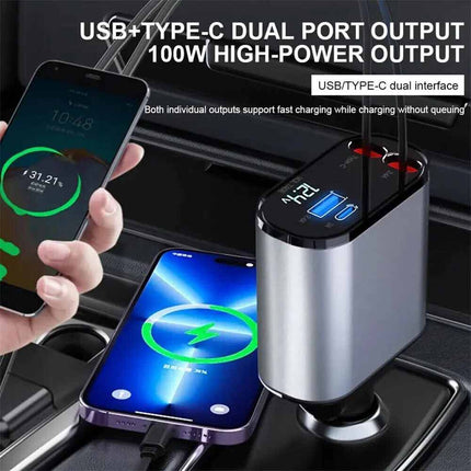 4-in-1 Universal Car Charger with Dual USB-C Ports, Fast Charging for iPhone & All Phones