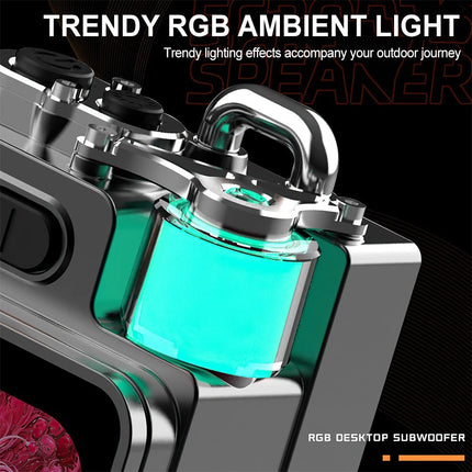 Outdoor Mini Bluetooth Speaker with Alarm Clock & RGB Ambient Lamp Display