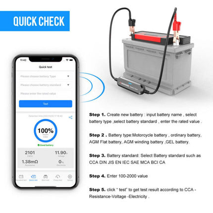 Car Battery Tester 12V - BK100 Digital Load Analyzer with Bluetooth for Smartphone