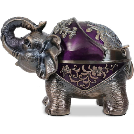 Elephant Metal Ashtray with Lid Windproof for Indoor & Outdoor Use