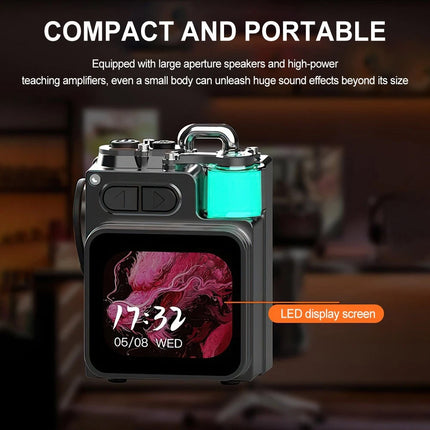 Outdoor Mini Bluetooth Speaker with Alarm Clock & RGB Ambient Lamp Display