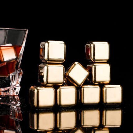 Reusable Stainless Steel Ice Cubes Chilling Rocks with Tong for Whiskey