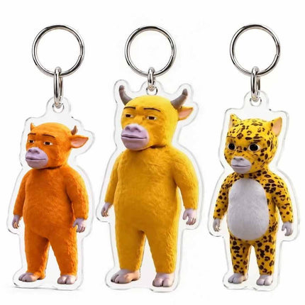 Acrylic 2D Cow Movie Bag Pendant Keychain Collectible Charm