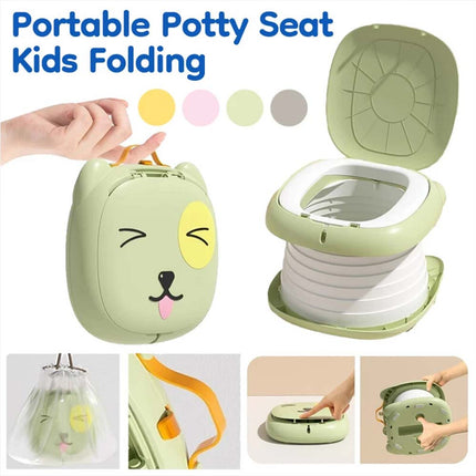 Foldable Kids Travel Potty Seat – Portable Training Toilet for Camping & Travel, Green