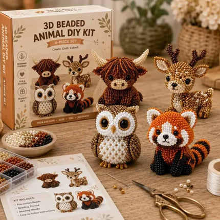3D Beaded Animal DIY Kit Cute Bead Embroidery Handmade Craft Set