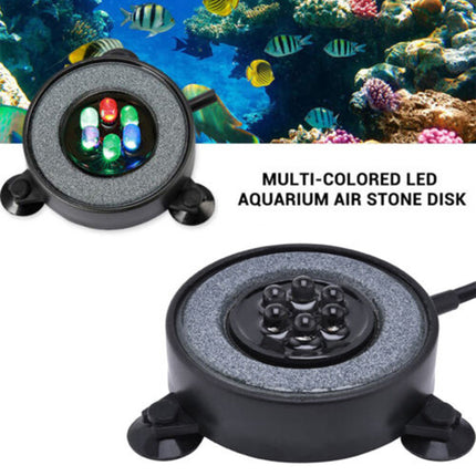 Aquarium Air Stone Disc 7 Color LED Bubble Light for Fish Tank