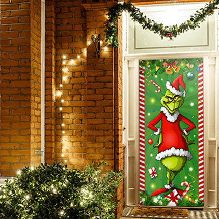 Grinch Christmas Porch Sign Door Banner Holiday Decoration