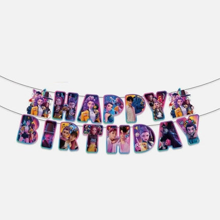 KPop Demon Hunters Party Supplies – Banner, Balloons, Cake Toppers