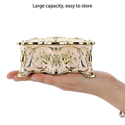 Vintage Alloy Trinket Box Ring Necklace Storage Organizer Jewelry Case Gift