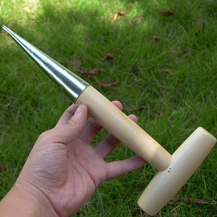 Garden Dibber Seed Bulb Sowing Planting Tool, T-Handle Carbon Steel Punch for Home Gardening
