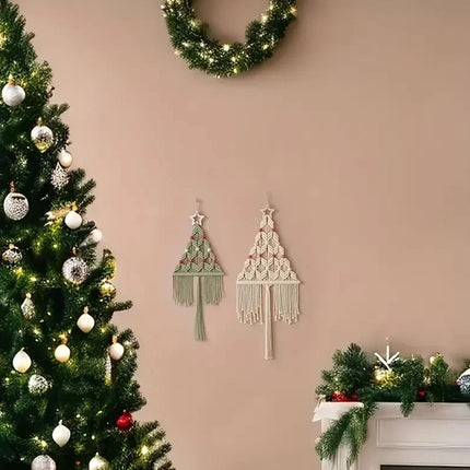 Knitted Christmas Tree DIY Kit – 2Pcs Wall Hanging Festive Gift