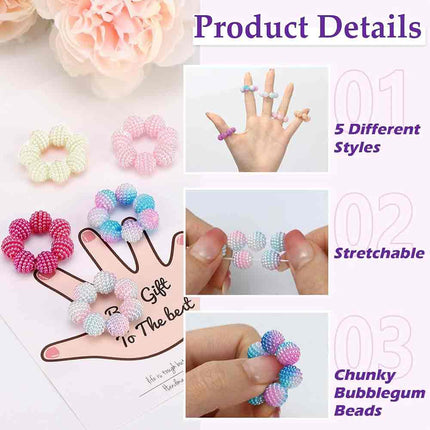 5Pcs Stress Relief Beaded Finger Rings – Fidget Toy for Autism ADHD Kids & Adults