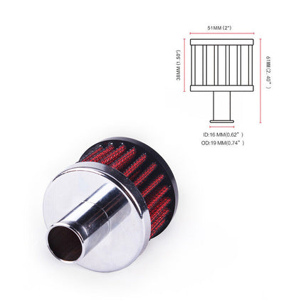 Universal Engine Breather Filter - High Flow, Mini Air Filter for Crankcase Vent Valve Cover